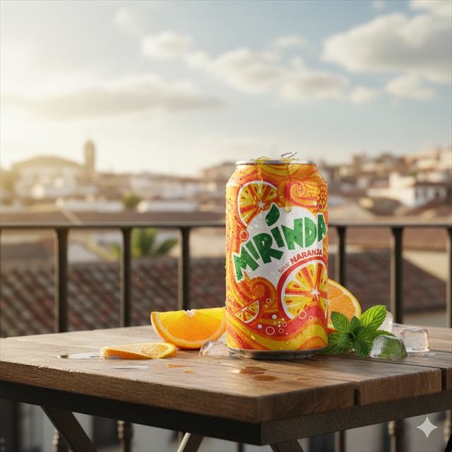 Mirinda al atardecer — arte de producto